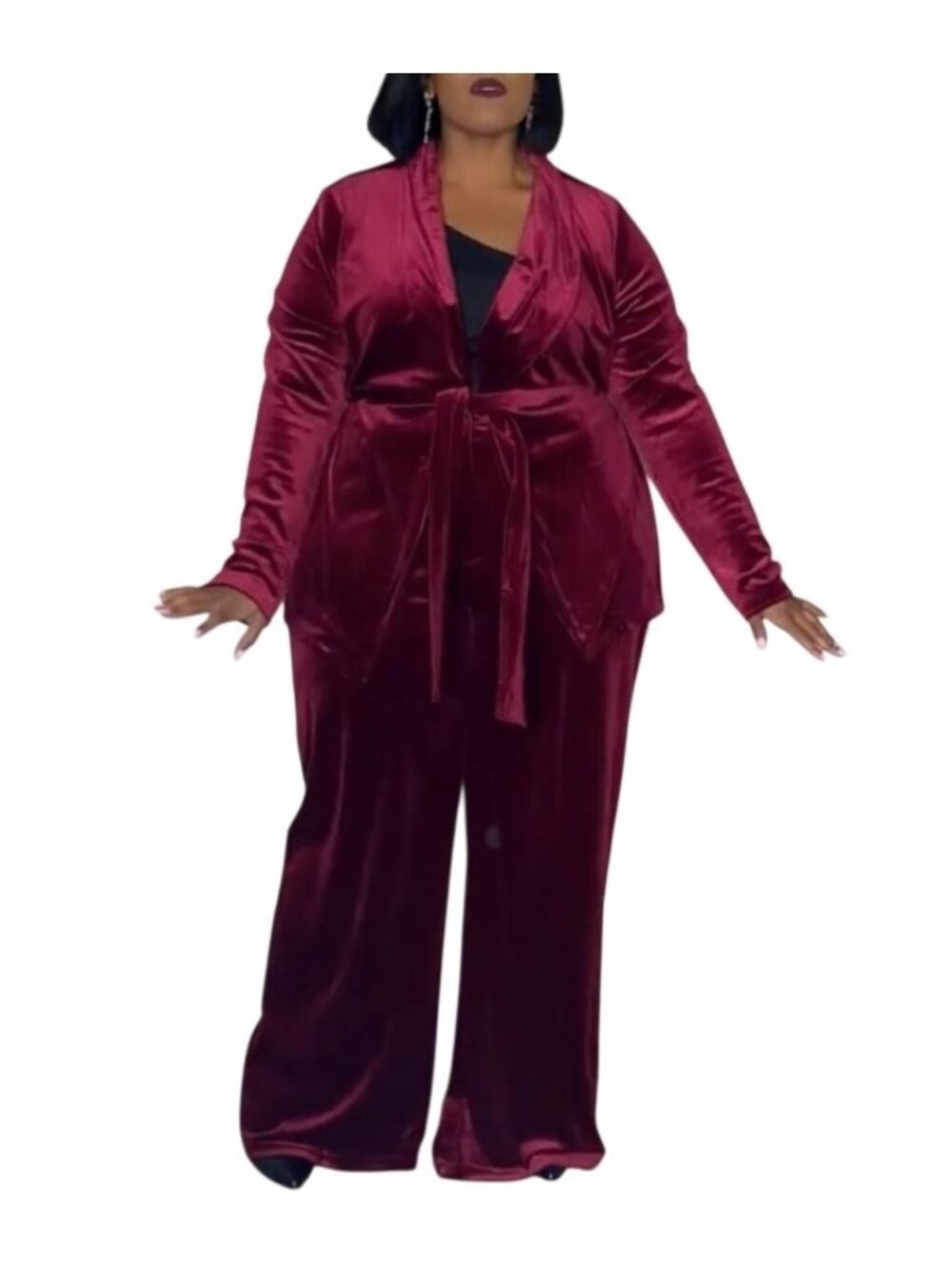 NWT Fashion to Figure SRV x FTF Velvet pants suit Set Jacket Wide Leg Pants 1X